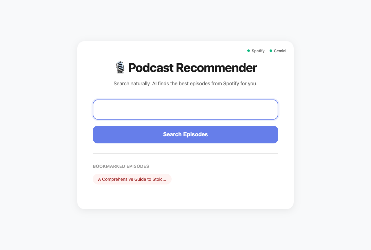 Podcast Recommender Homepage